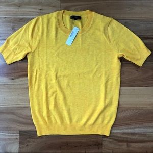 J Crew SS silk blend crewneck yellow XS NWT